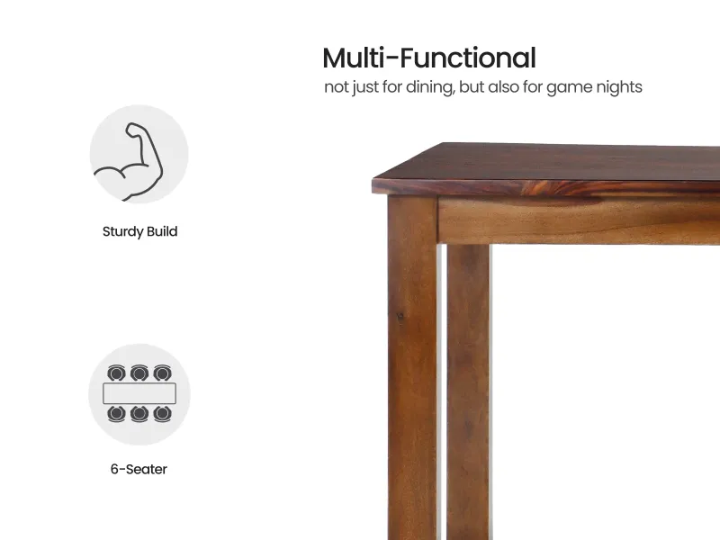 Orchid Solid Wood 6 seater Dining Table with Chair in Peach